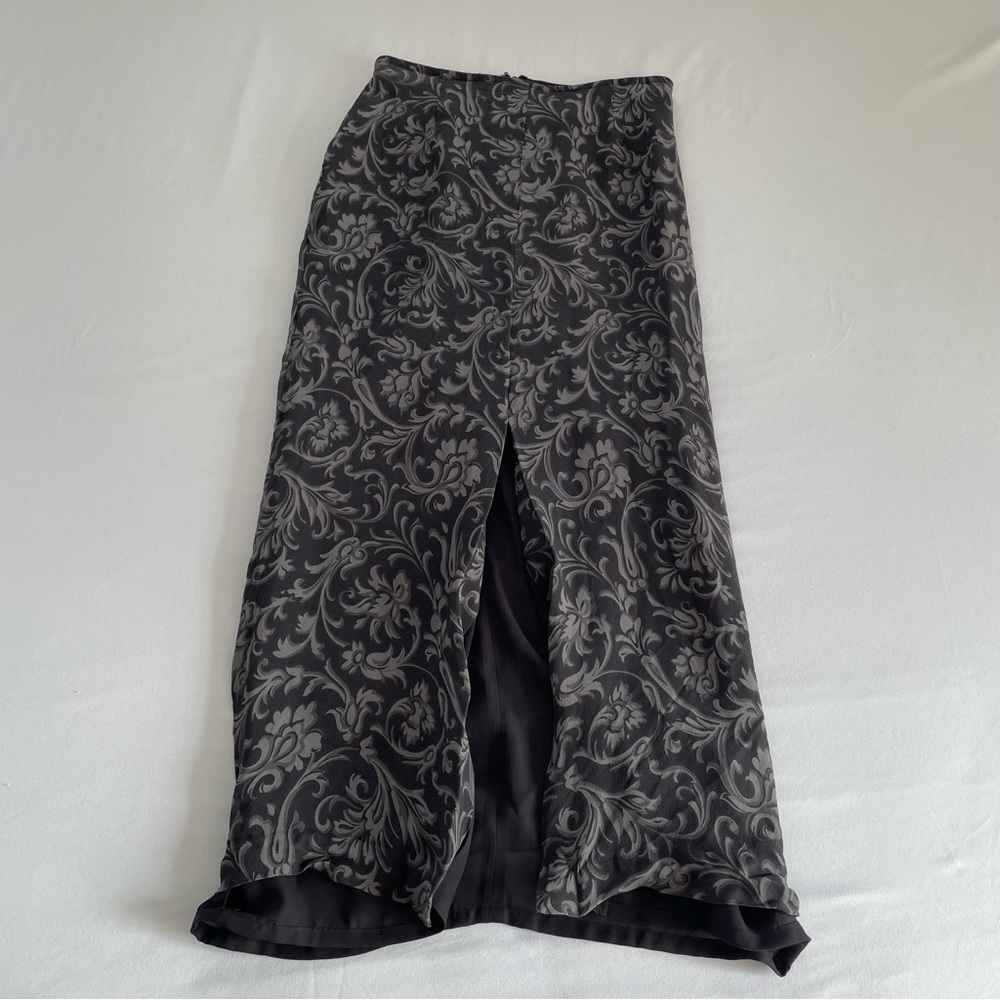 Finity silk grey and black maxi skirt vintage